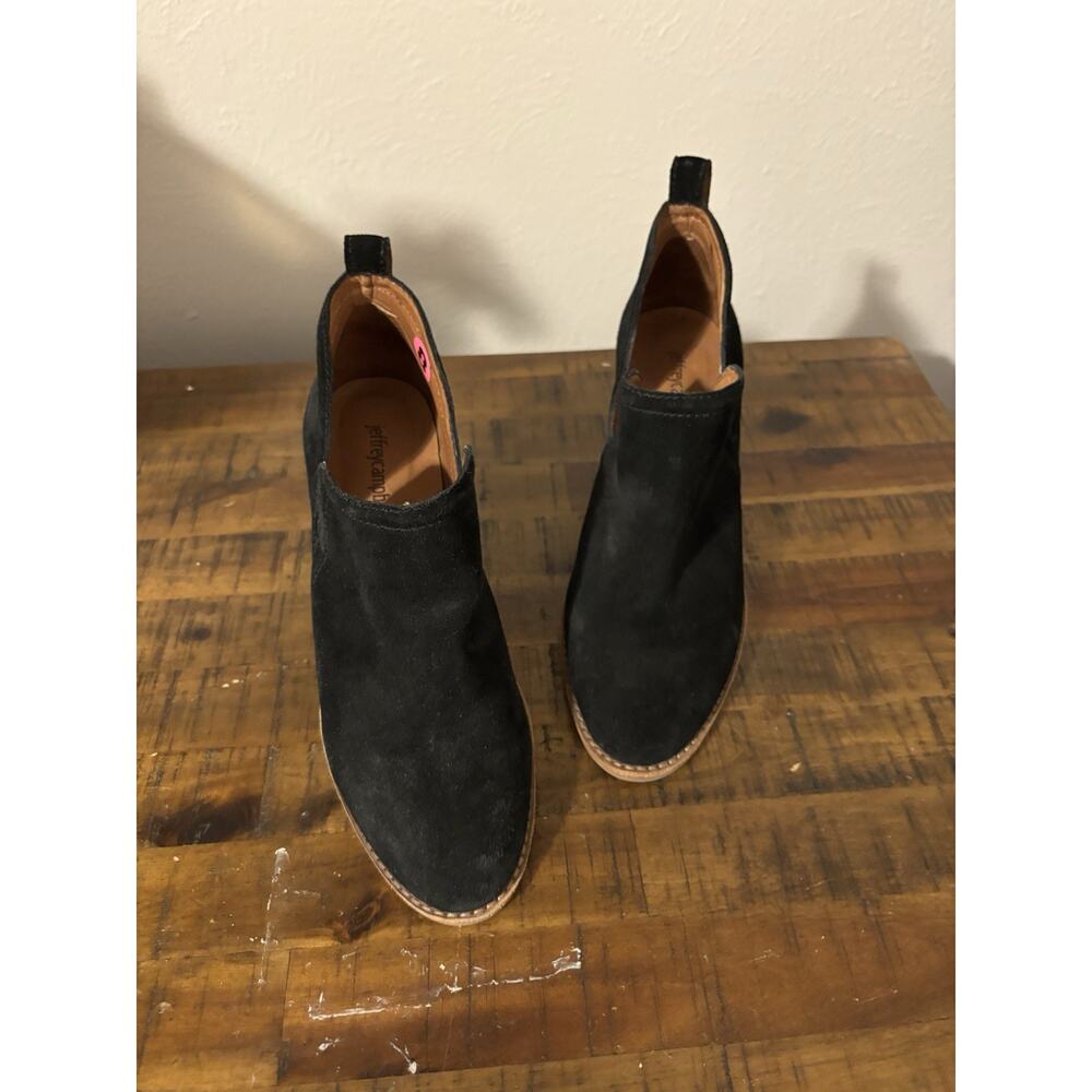 Jeffrey Campbell Womens Ankle Boots 8 Booties Black Leather block heel
